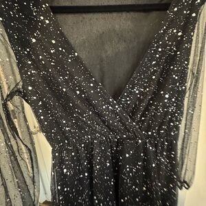 Simple Black and White Celestial Long Sleeve Dress